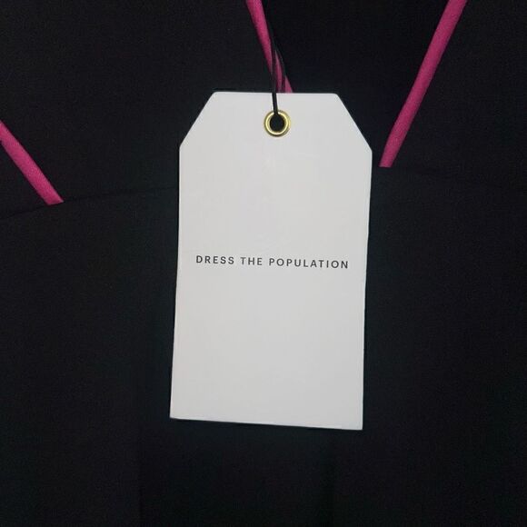 Dress the Population Gianna Black & Fuchsia Low Back Sheath Dress Women’s XXS - Picture 6 of 15